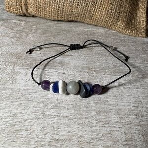Semi-Precious Stone Black and Purple Bracelet and Motivational Bracelet